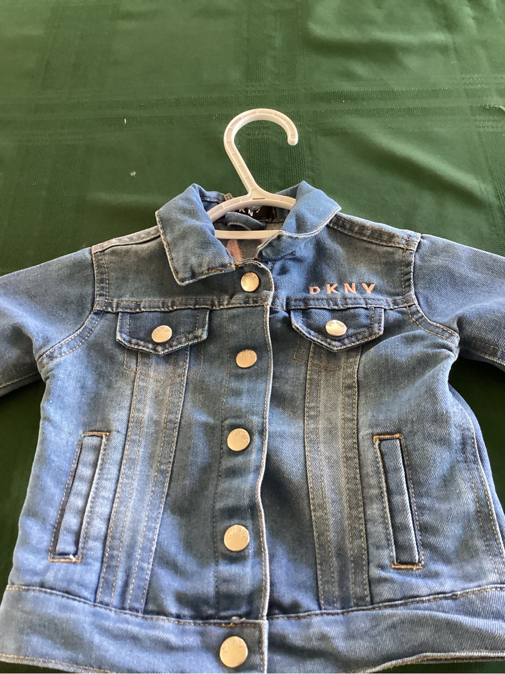 DKNY Adorable Light Blue Denim Jacket with Pink Embroidered Logo